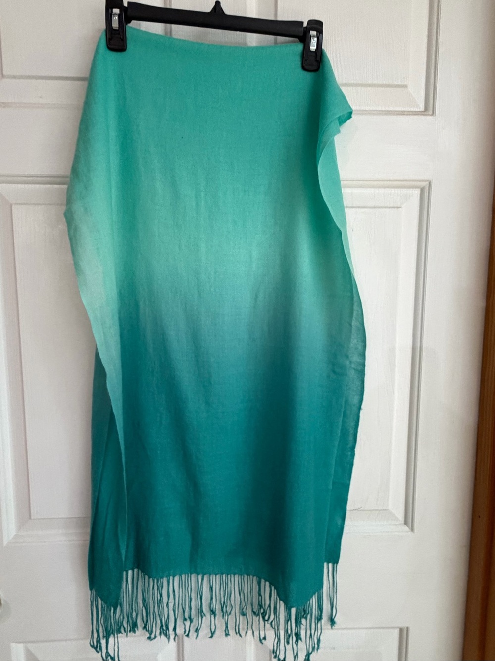Cashmere Teal Ombre Fringe Scarf Wrap